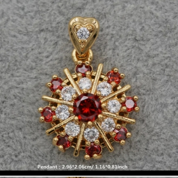 New simulated ruby cz gold filled pendant - Picture 8 of 9